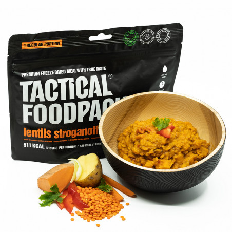 Ration de survie lentilles Stroganoff – repas d’urgence prêt à consommer