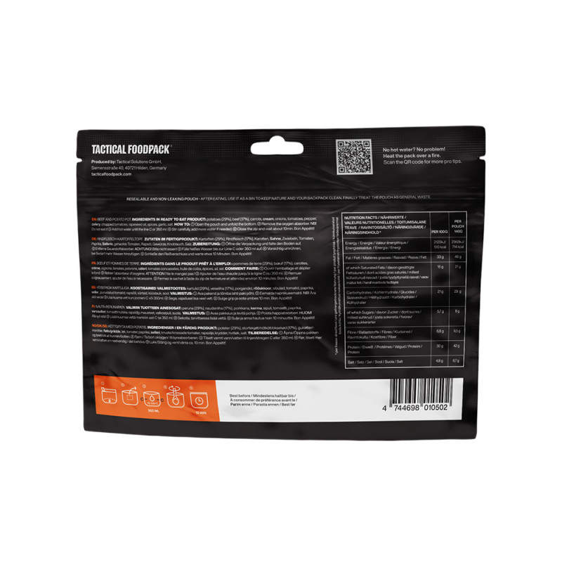 Maxi ration de survie Bœuf & pommes de terre — repas lyophilisé outdoor Maxi ration de survie Bœuf & pommes de terre — repas lyophilisé outdoor