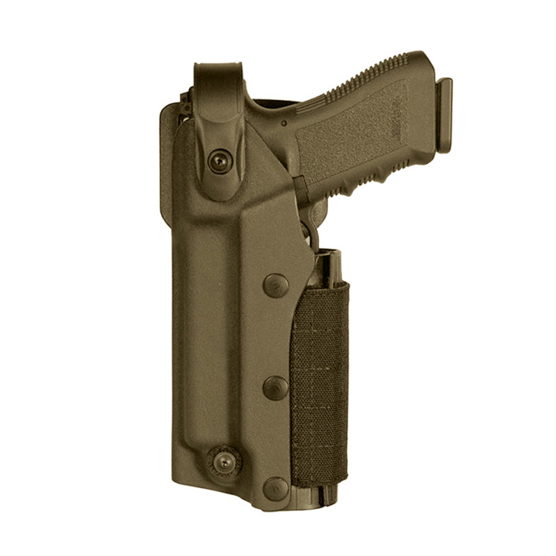Holster gaucher Zoom VKZ804 Tan – Vega Holster, Glock 17/18/19/22/23 avec lampe/laser Holster gaucher Zoom VKZ804 Tan – Vega Holster, Glock 17/18/19/22/23 avec lampe/laser