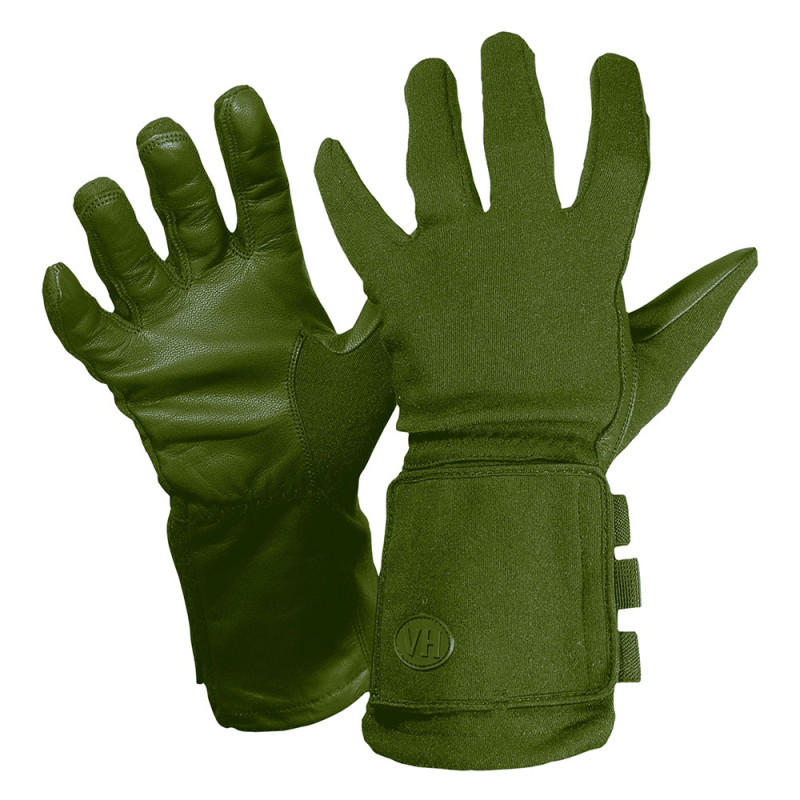 Gants longs à fenêtre en cuir Vega OG39 vert olive Gants longs à fenêtre en cuir Vega OG39 vert olive