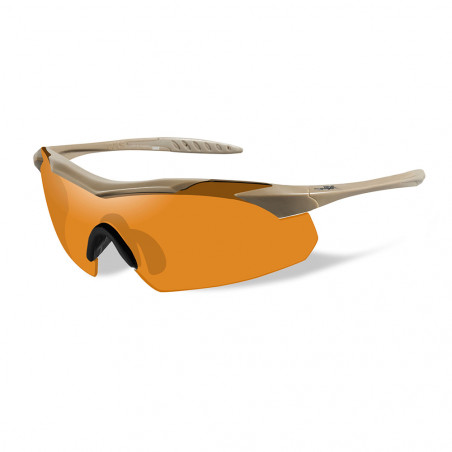 Lunettes balistiques Wiley X Vapor 2.5 – Tan (Kit 3 écrans : fumé / incolore / orange)