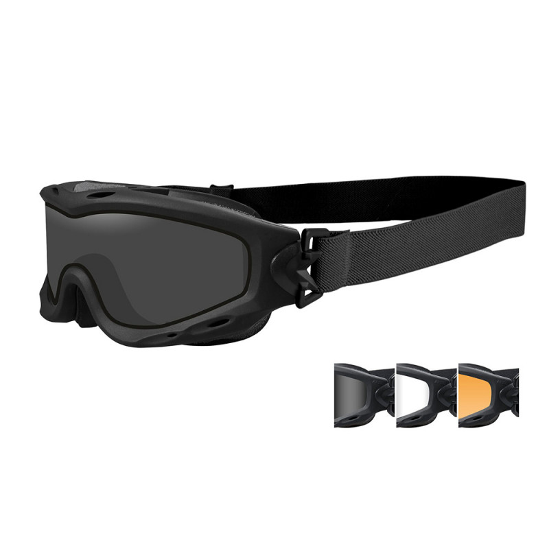Masque balistique SPEAR Noir – Kit 3 Écrans (Fumé/Incolore/Orange) | Wiley X | PROS-F.A.S