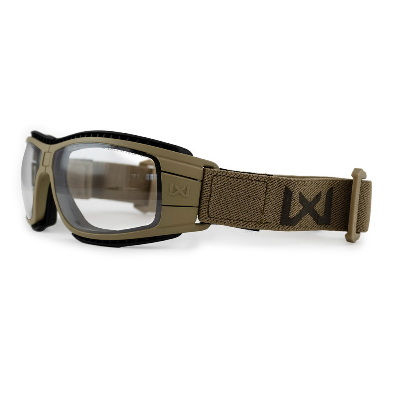 Masque balistique pliable Lynx tan – protection oculaire certifiée avec écrans fumé & incolore Masque balistique pliable Lynx tan – protection oculaire certifiée avec écrans fumé & incolore