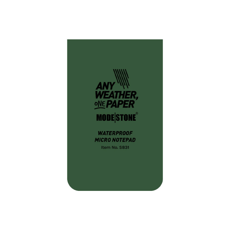 Mini carnet tout-temps 28 pages – 50 × 85 mm vert olive, étanche