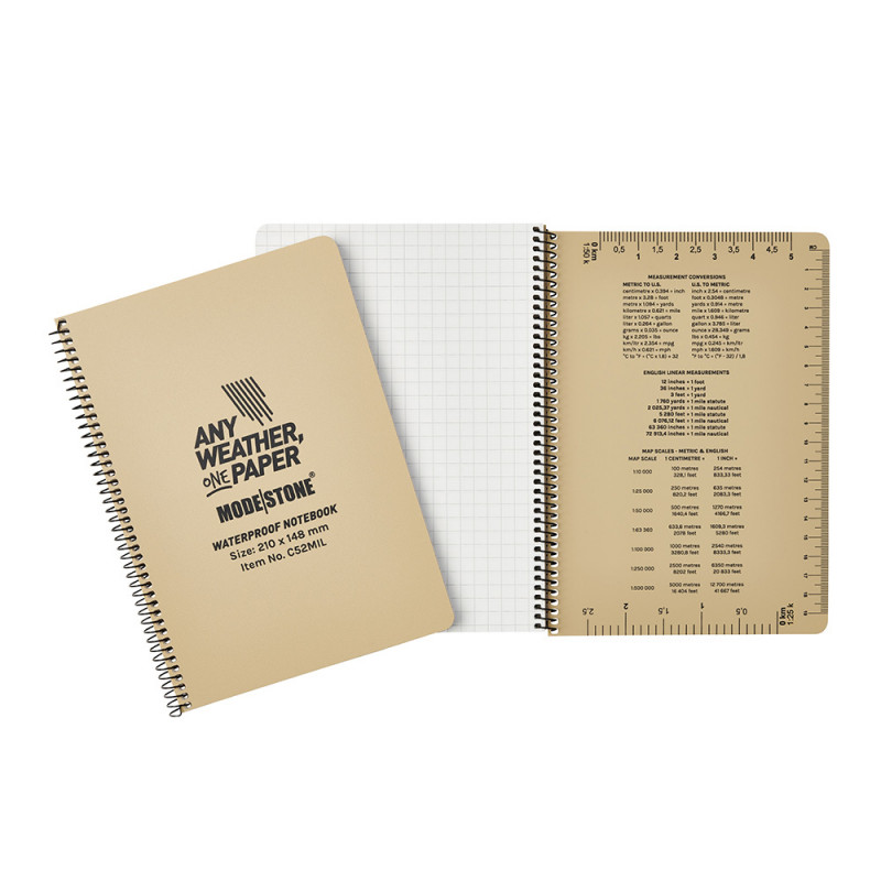 Carnet tout-temps militaire 100 pages – 148 × 210 mm tan résistant Carnet tout-temps militaire 100 pages – 148 × 210 mm tan résistant
