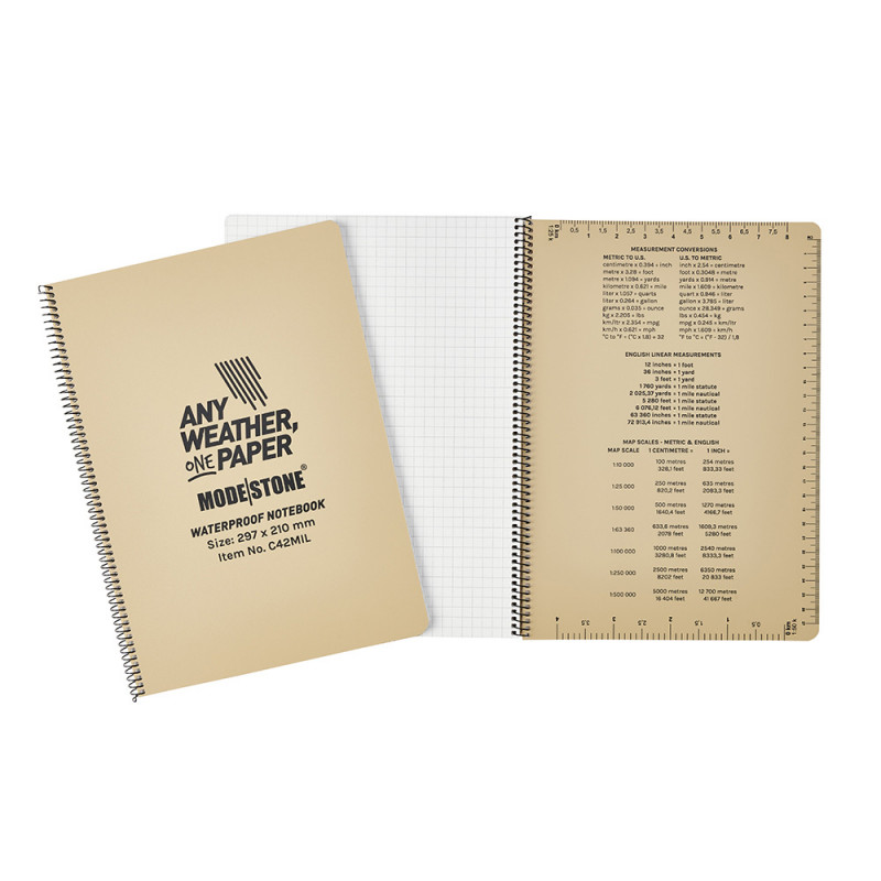 Carnet tout-temps militaire 100 pages – 210 × 297 mm tan, étanche