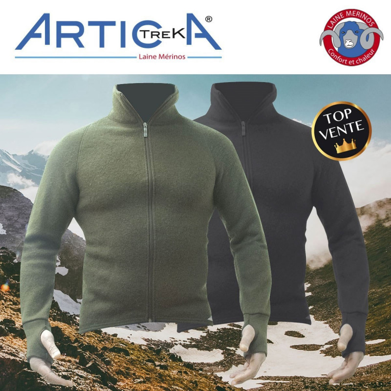 Veste zippée laine Mérinos 600 g Artica Trek – chaleur & confort hiver Veste zippée laine Mérinos 600 g Artica Trek – chaleur & confort hiver