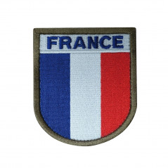 Écusson brodé France dos auto-agrippant – bordure vert armée