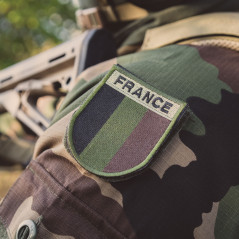 Écusson brodé France basse visibilité – patch vert armée avec velcro