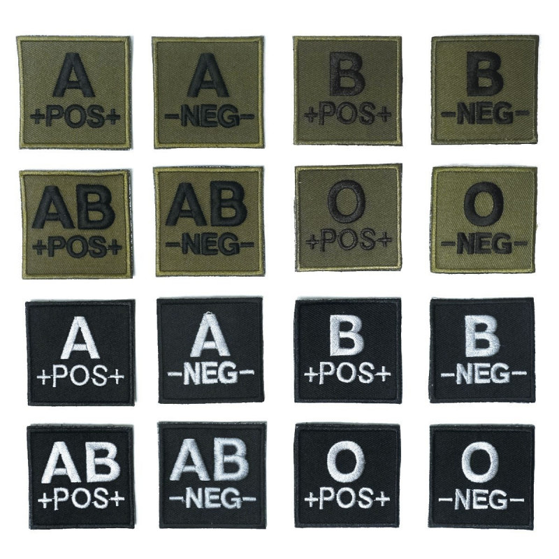 Écusson groupe sanguin brodé Velcro identification médicale tactique