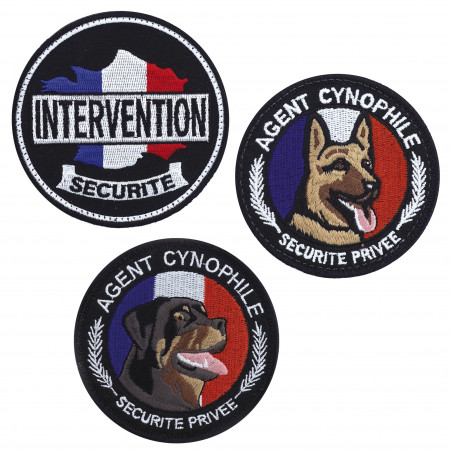 Écusson rond brodé « Sécurité » – patch velcro diamètre 9 cm