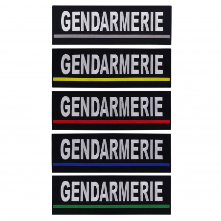 Bandeau Gendarmerie Brodé 30x10cm - Auto-agrippant - Code Couleur