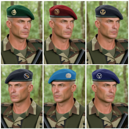 Beret militaire bord Béret militaire bord-cuir — laine vierge & maintien optimal