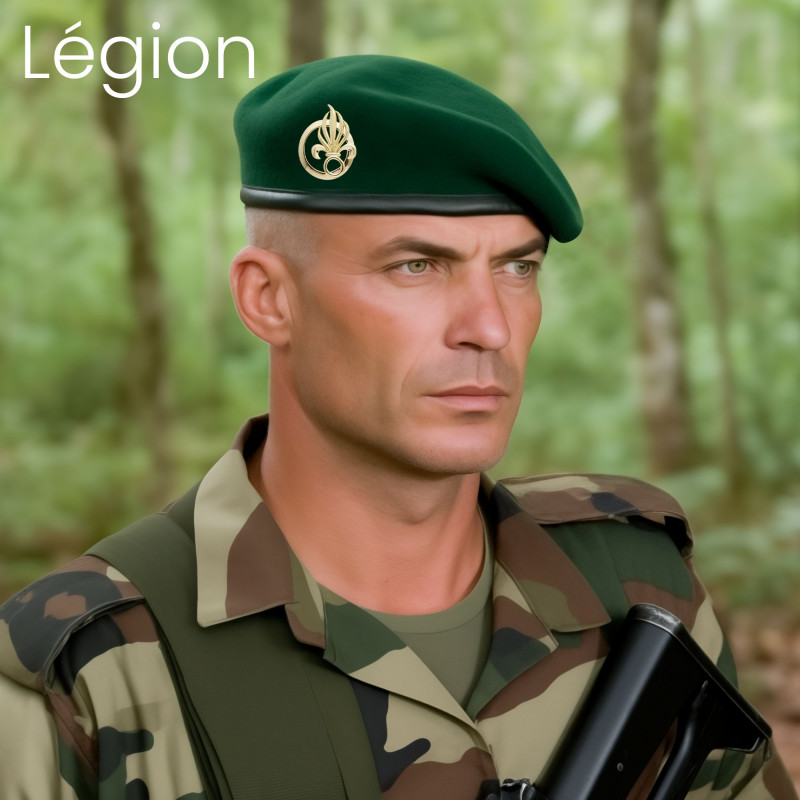 Beret militaire bord Béret militaire bord-cuir — laine vierge & maintien optimal