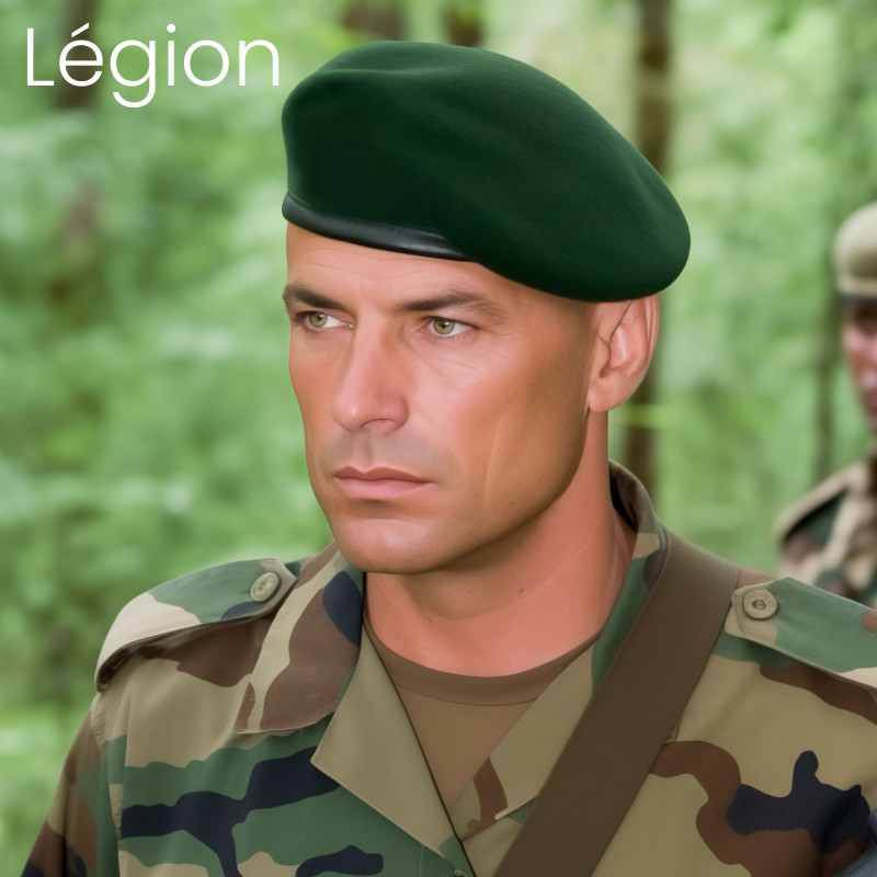 Beret militaire bord Béret militaire bord-cuir — laine vierge & maintien optimal