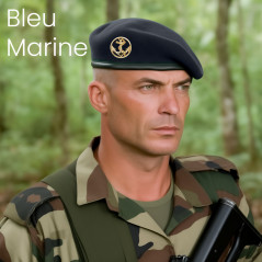 Béret militaire — bord cuir, laine vierge