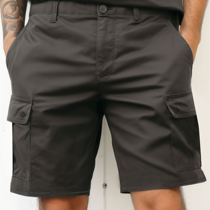 Bermuda kaki professionnel – coupe droite satin poly-coton 265 g/m² Bermuda kaki professionnel – coupe droite satin poly-coton 265 g/m²