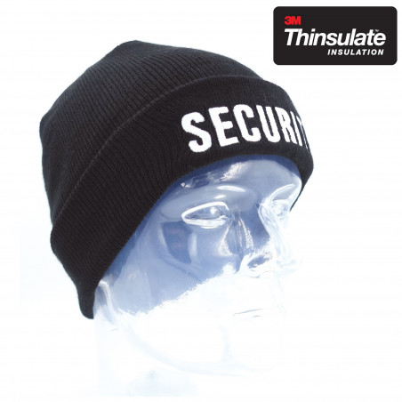 Bonnet Noir Maille Thinsulate Brodé « Sécurité »