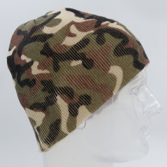 Bonnet motif camouflage — tissu tricot, protection thermique
