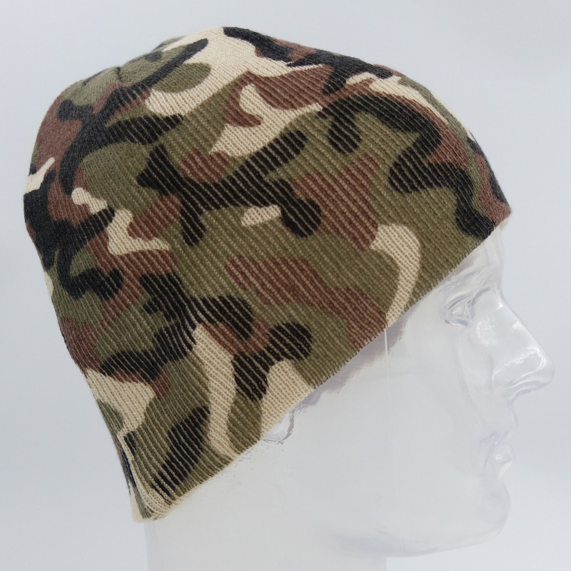 Bonnet camouflage — bonnet tricot doublé polaire, motif tactique