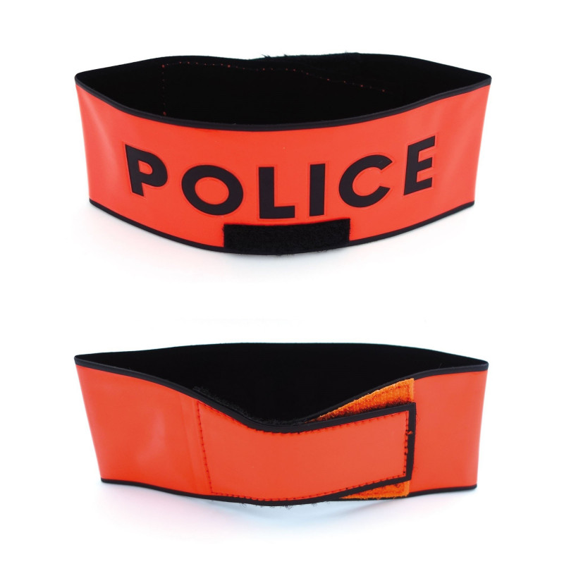 Brassard Police orange avec emplacement RIO rétro-réfléchissant