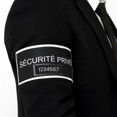 Brassard Sécurité Privée rétro‑réfléchissant avec emplacement RIO – 160 × 65 mm