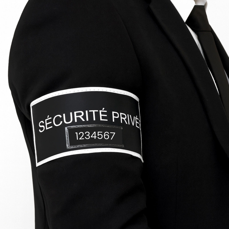 Brassard Sécurité Privée rétro‑réfléchissant avec emplacement RIO – 160 × 65 mm