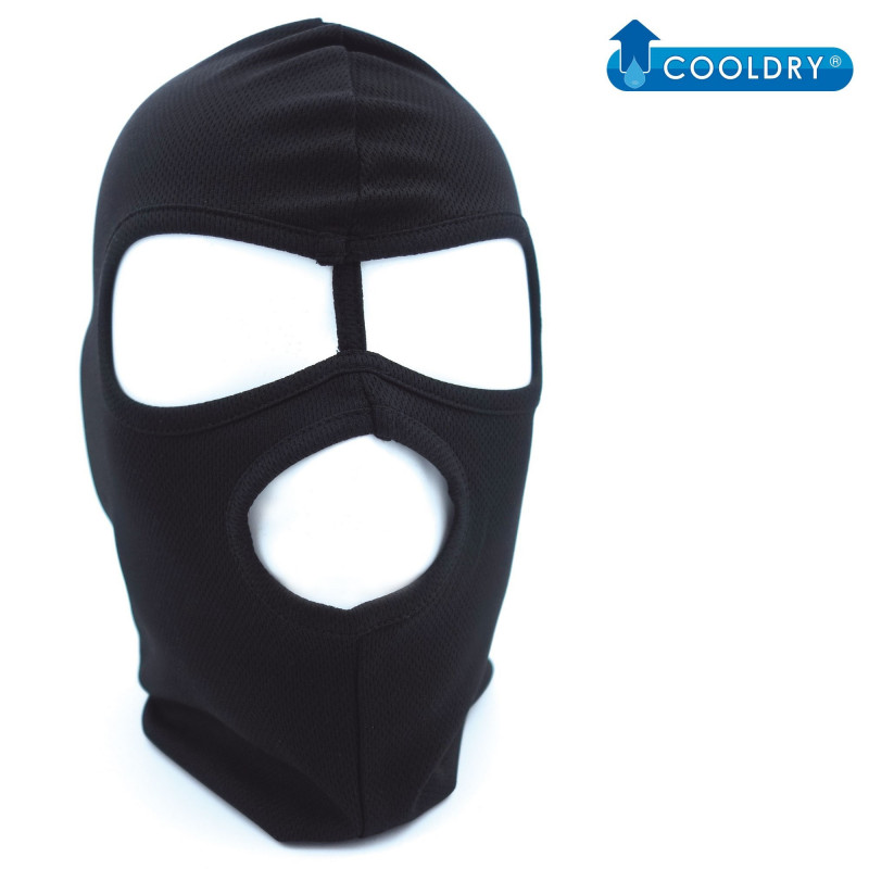 Cagoule noire 3 ouvertures Cooldry — respirante & confortable Cagoule noire 3 ouvertures Cooldry — respirante & confortable