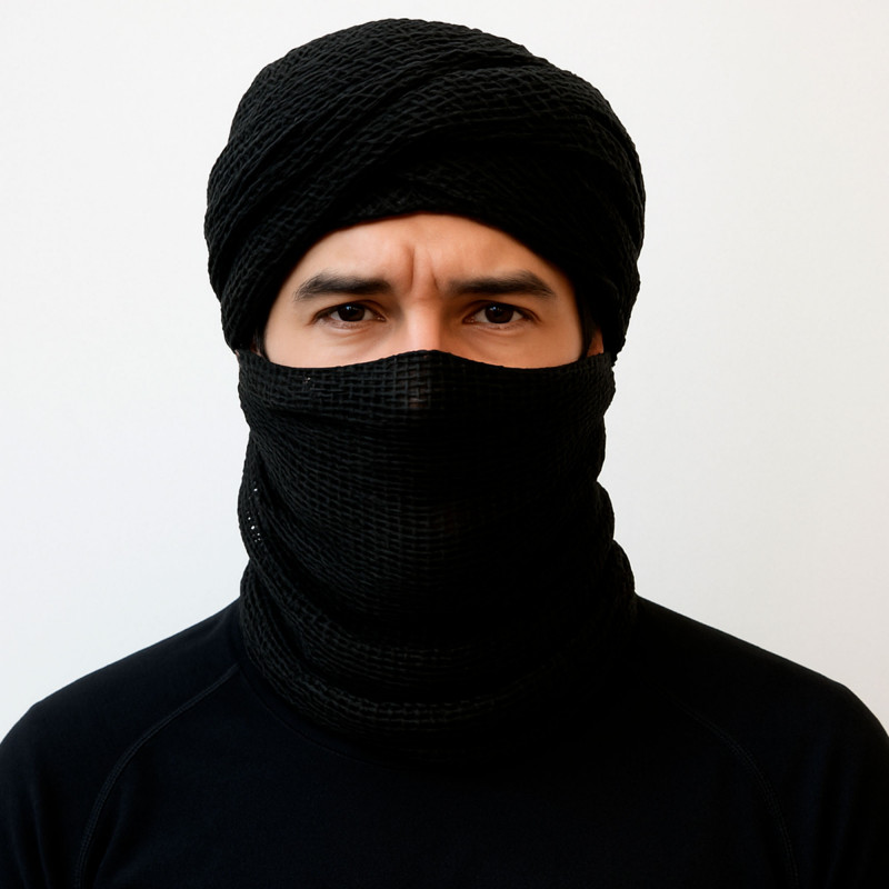 Chèche Filet Noir – Protection et Camouflage Polyvalent