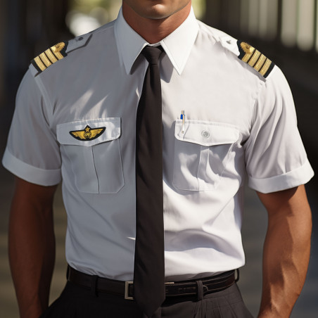Chemise pilote blanche manches courtes