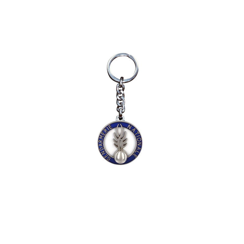 Porte-clés Gendarmerie métal – Flamme émaillée 3,5 cm