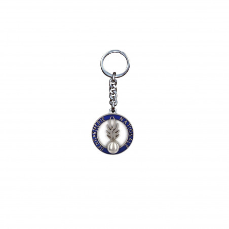 Porte-clés Gendarmerie métal – Flamme émaillée 3,5 cm