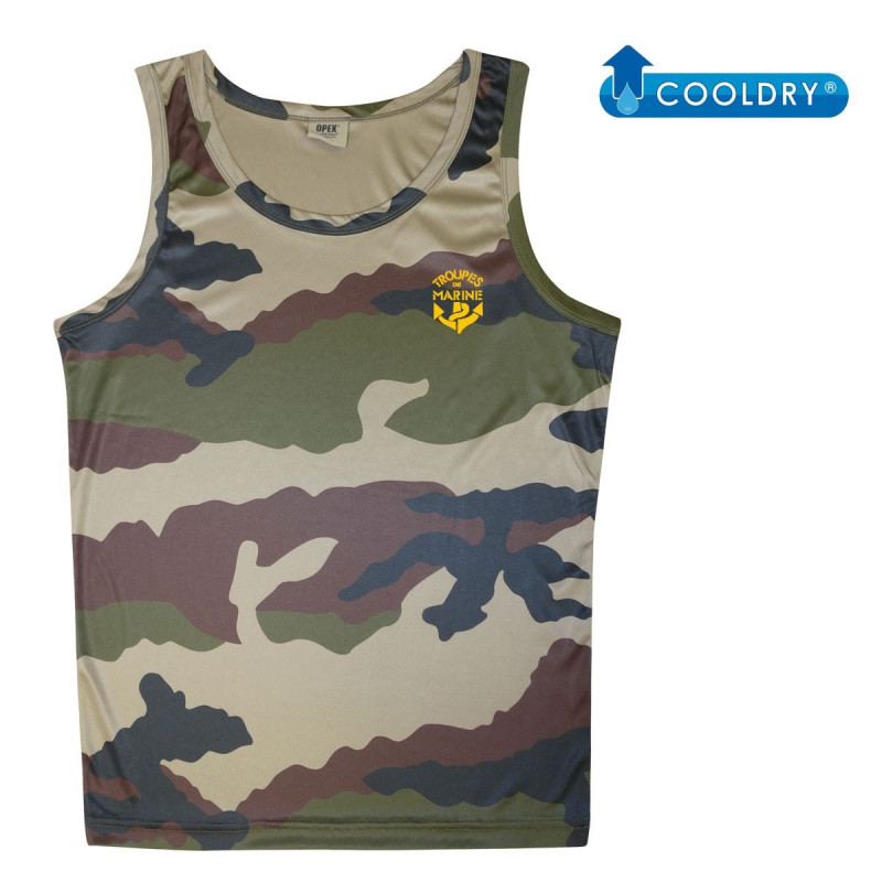 Débardeur Cooldry camouflage CE sérigraphié TDM – léger & respirant