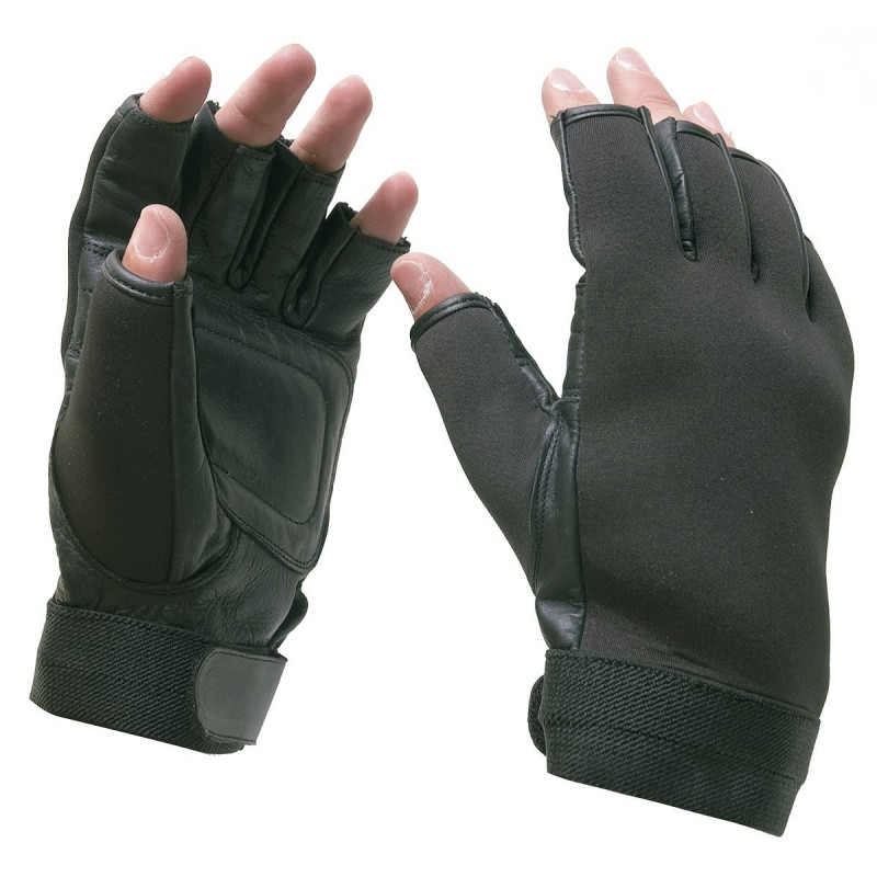 Gants néoprène et cuir demi-doigt – confort & dextérité