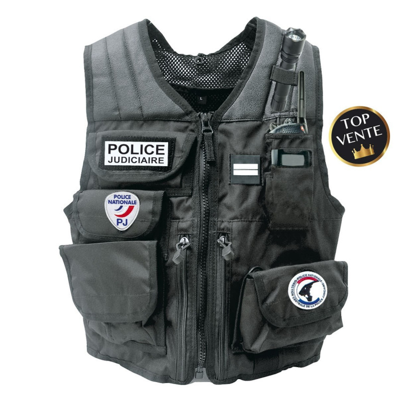 Gilet d’identification – réglable, polyester déperlant, porte-radio ACROPOL/TETRAPOL