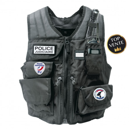 Gilet d’identification – réglable, polyester déperlant, porte-radio ACROPOL/TETRAPOL