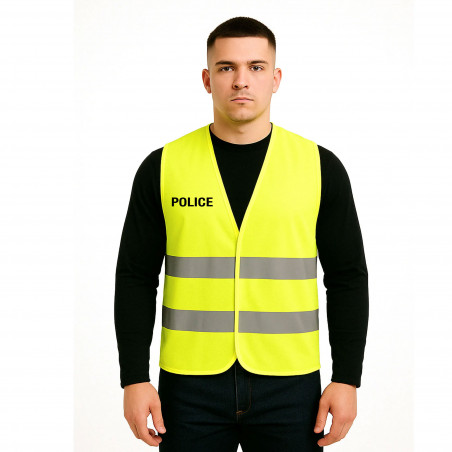 Gilet fluo haute visibilité POLICE – Bandes réfléchissantes