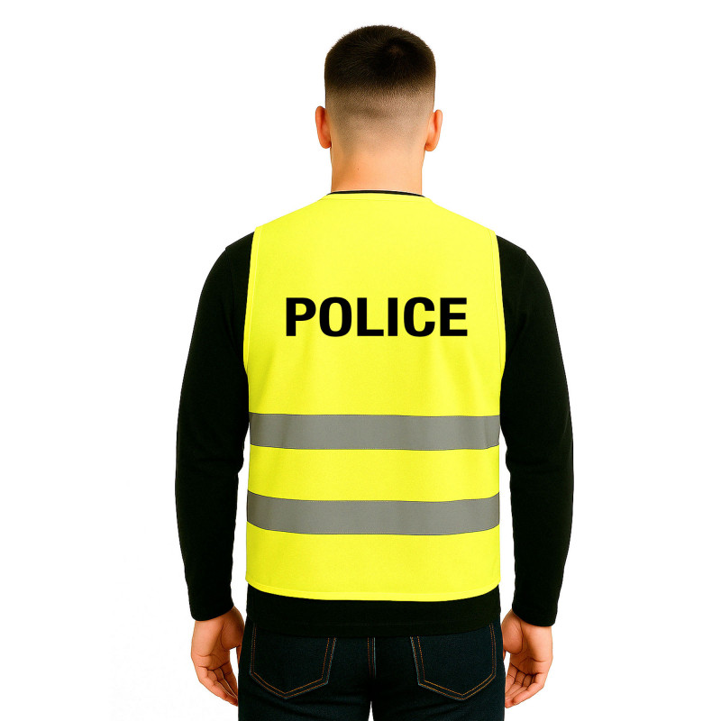 Gilet fluo haute visibilité POLICE – Bandes réfléchissantes Gilet fluo haute visibilité POLICE – Bandes réfléchissantes