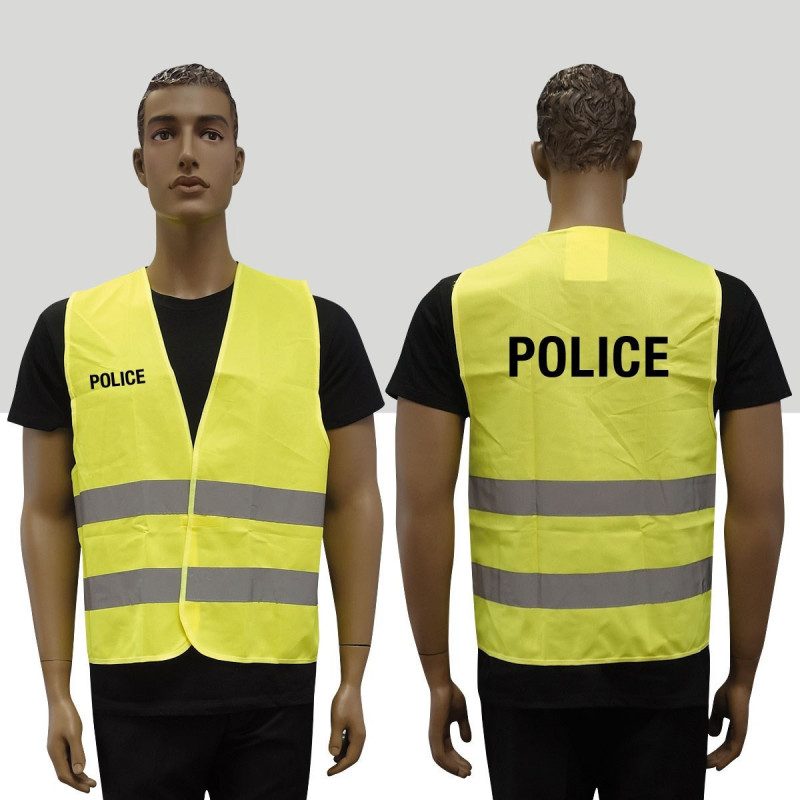 Gilet fluo haute visibilité POLICE – Bandes réfléchissantes Gilet fluo haute visibilité POLICE – Bandes réfléchissantes