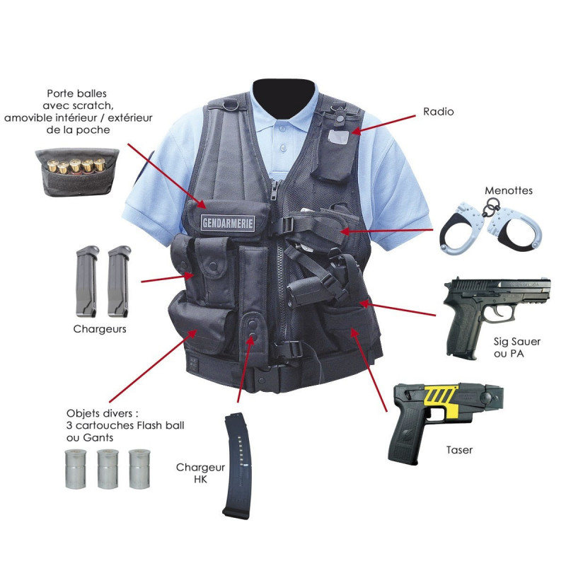 Gilet Force Intervention avec Holster pour PA ou Taser – Patrol Equipement