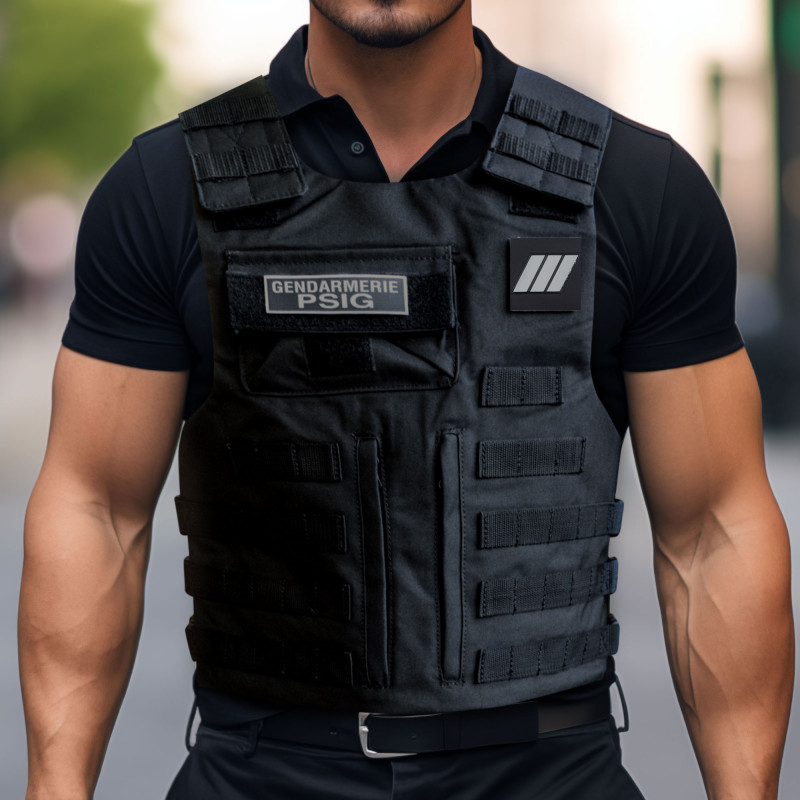 Housse de gilet pare-balles pour plaques balistiques – Réglable MOLLE – Noir