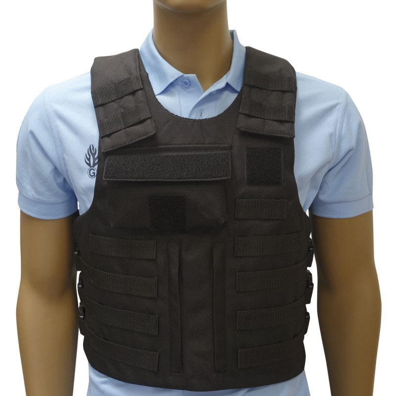 Housse de gilet pare-balles pour plaques balistiques – Réglable MOLLE – Noir