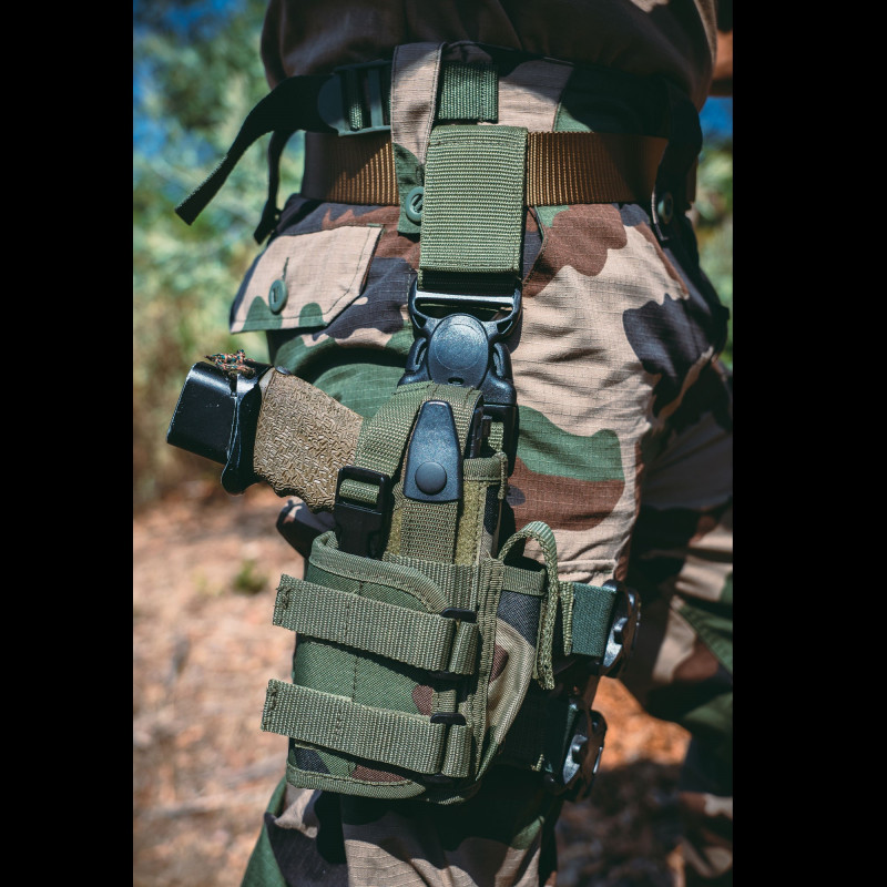 Holster tactical de cuisse – version droitier / gaucher – port cuisse ou ceinture