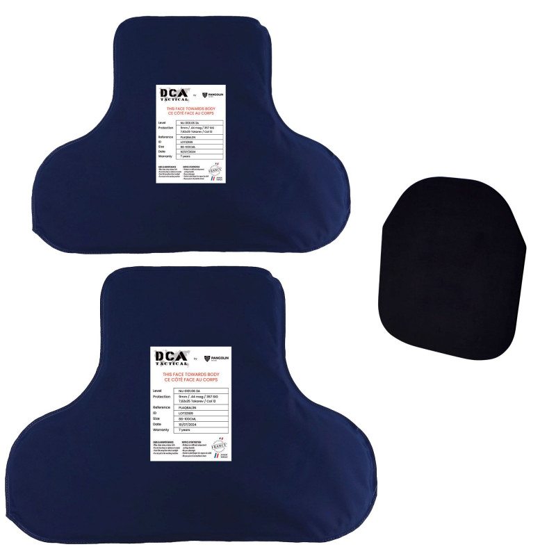 Pack plaques balistiques NIJ 3A + plaque Trauma – protection torse complète