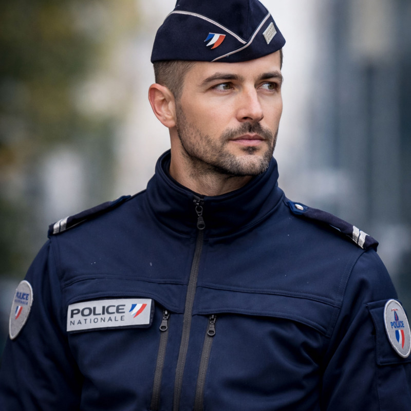Bandeau Police Nationale rétro-réfléchissant fond gris 10×28 cm Velcro