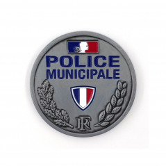Insigne Police Municipale métallique en relief – Ø 45 mm