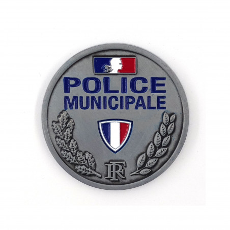 Insigne Police Municipale métallique en relief – Ø 45 mm