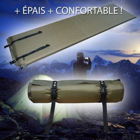 Matelas auto-gonflable 5 cm – confort camping / bivouac – 190T Polyester