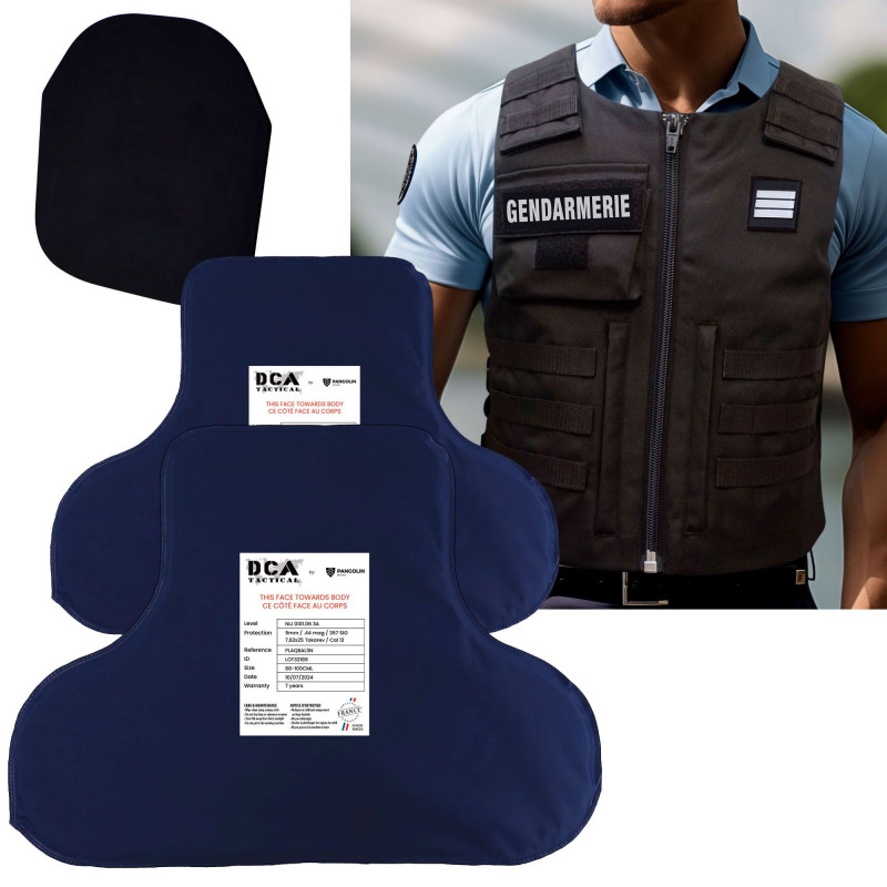 Pack protection balistique HFTGPRAID – plaques NIJ 3A + plaque trauma + housse gilet
