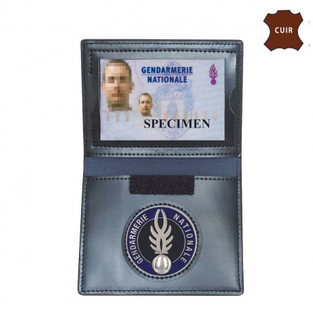 Portefeuille Gendarmerie 2 volets – Emplacement Carte Navigo – Cuir véritable